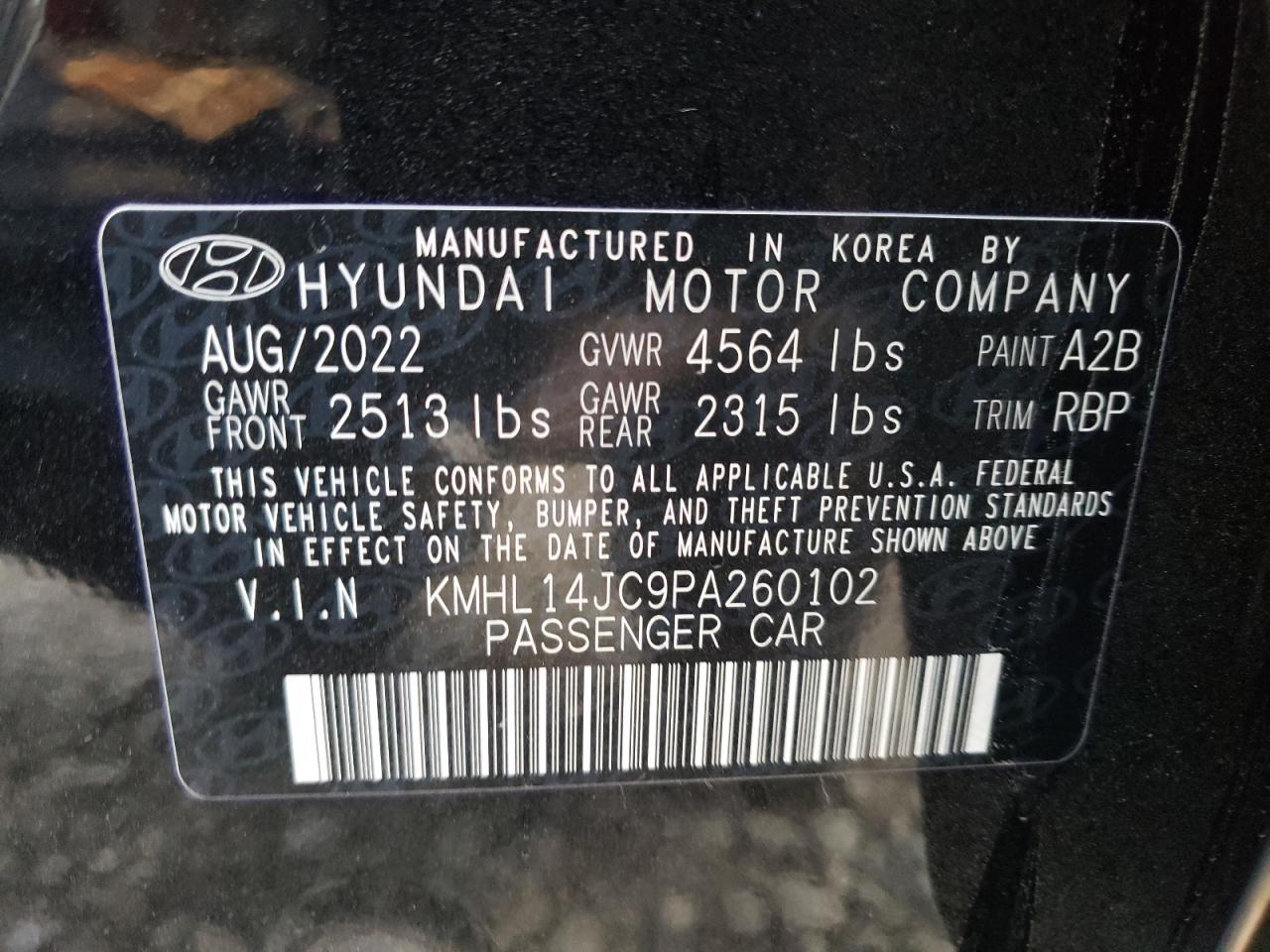 2023 HYUNDAI SONATA N LINE VIN:KMHL14JC9PA260102