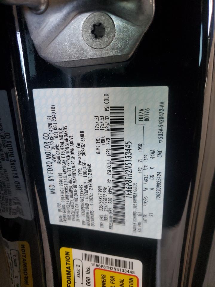 2022 FORD MUSTANG VIN:1FA6P8TH2N5133445