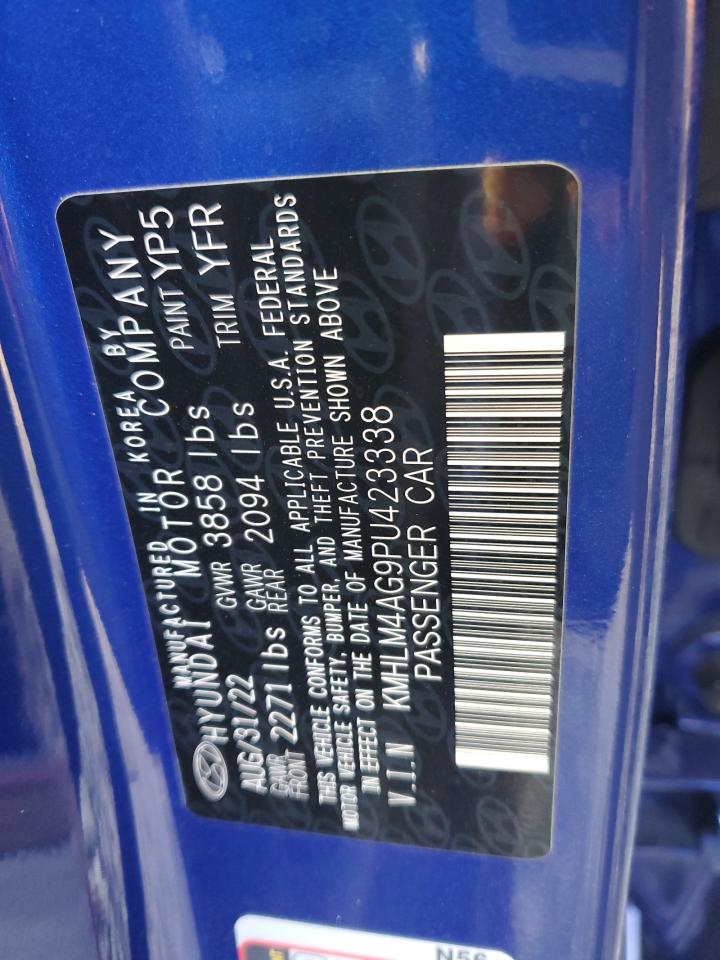 2023 HYUNDAI ELANTRA SEL VIN:KMHLM4AG9PU423338