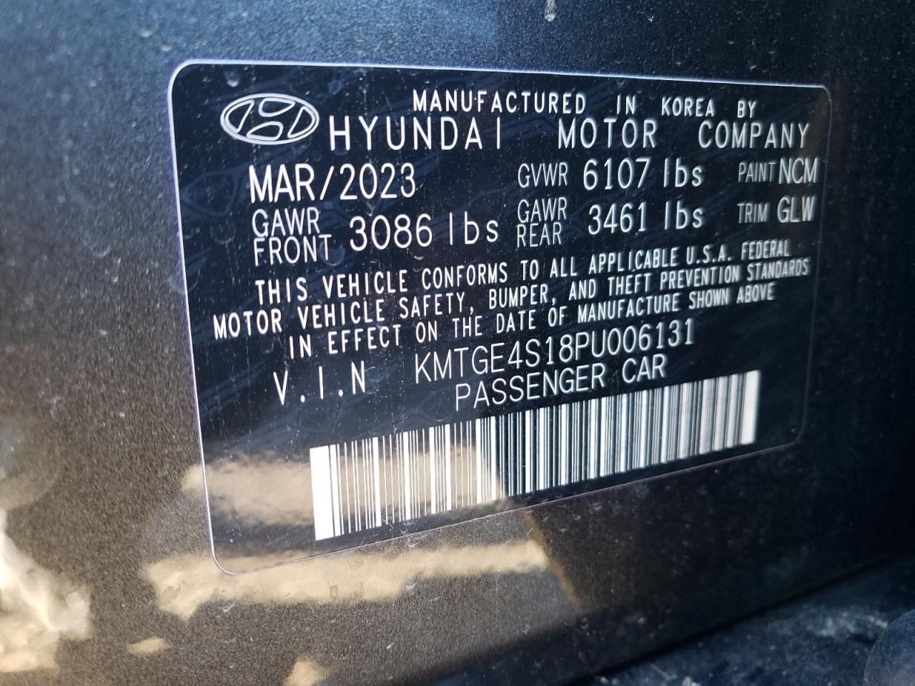 2023 GENESIS G80 VIN:KMTGE4S18PU006131