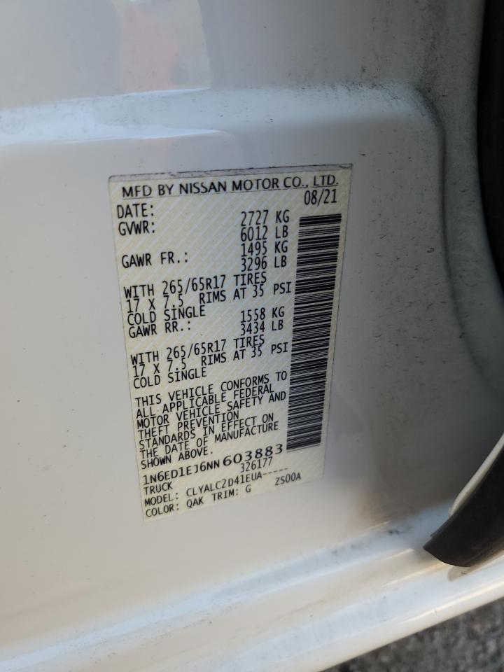 2022 NISSAN FRONTIER S VIN:1N6ED1EJ6NN603883