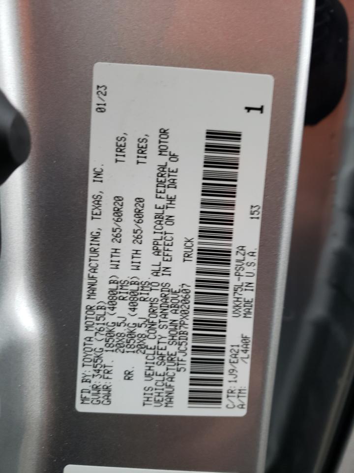 2023 TOYOTA TUNDRA CREWMAX LIMITED VIN:5TFJC5DB7PX020607