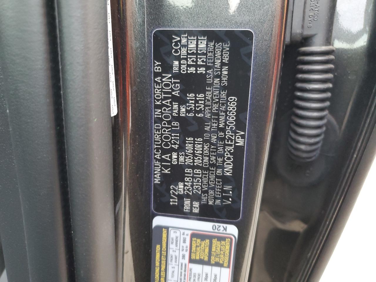 2023 KIA NIRO LX VIN:KNDCP3LE2P5066869