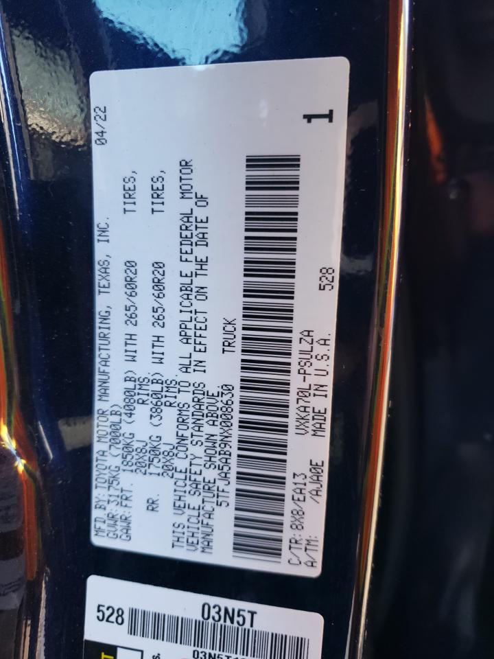 2022 TOYOTA TUNDRA CREWMAX LIMITED VIN:5TFJA5AB9NX008630