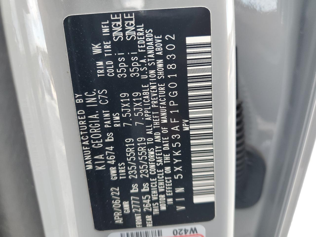 2023 KIA SPORTAGE SX PRESTIGE VIN:5XYK53AF1PG018302
