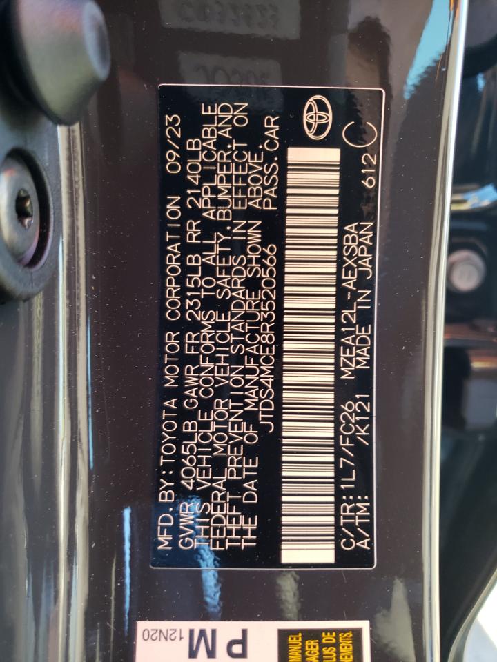 2024 TOYOTA COROLLA SE VIN:JTDS4MCE8R3520566