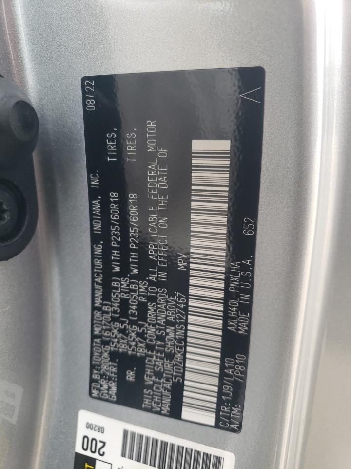 2022 TOYOTA SIENNA LIMITED VIN:5TDZRKEC1NS127467