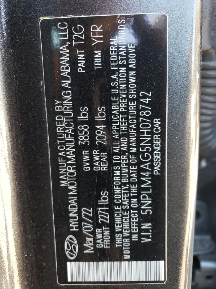 2022 HYUNDAI ELANTRA SEL VIN:5NPLM4AG5NH078742