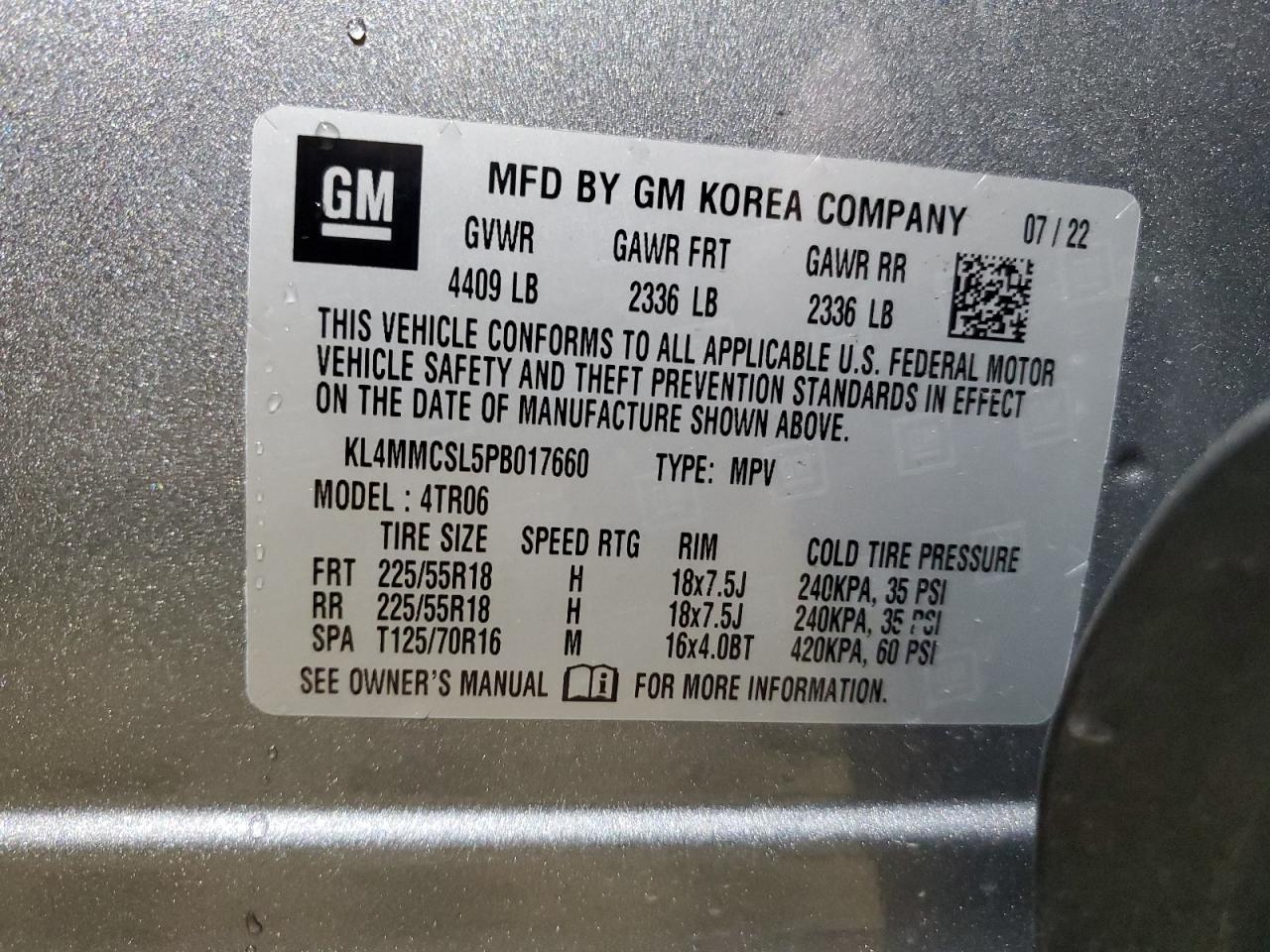 2023 BUICK ENCORE GX PREFERRED VIN:KL4MMCSL5PB017660