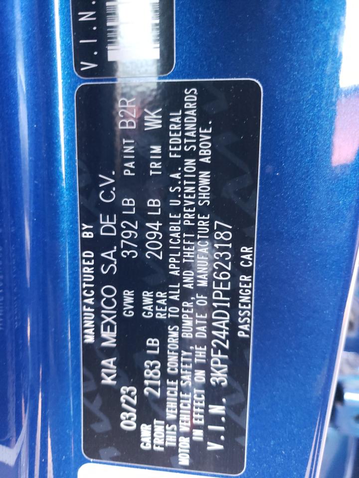 2023 KIA FORTE LX VIN:3KPF24AD1PE623187
