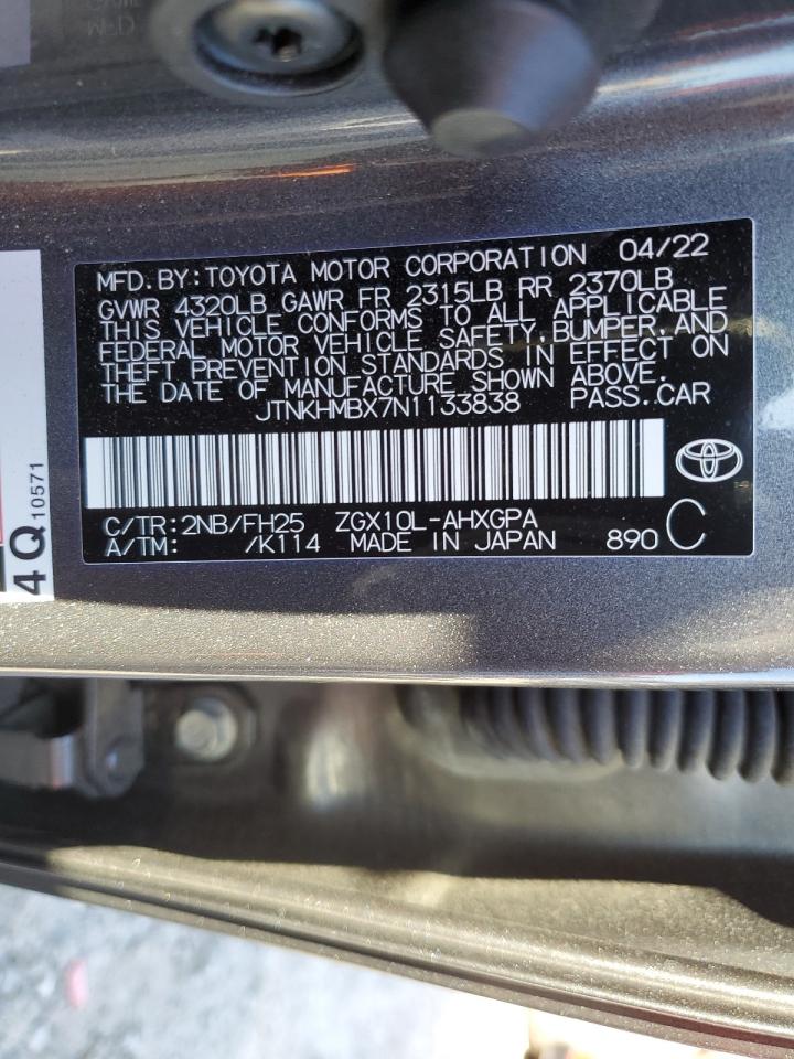 2022 TOYOTA C-HR XLE VIN:JTNKHMBX7N1133838