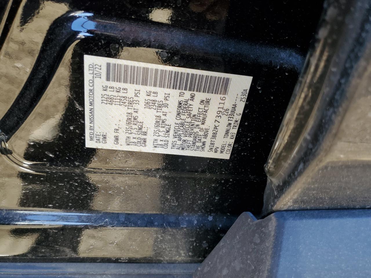 2023 NISSAN ROGUE SV VIN:5N1BT3BB2PC739116