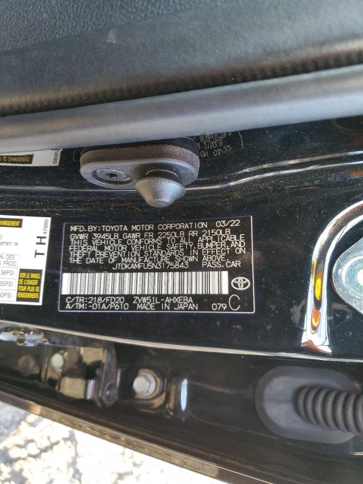 2022 TOYOTA PRIUS NIGHT SHADE VIN:JTDKAMFU5N3175843