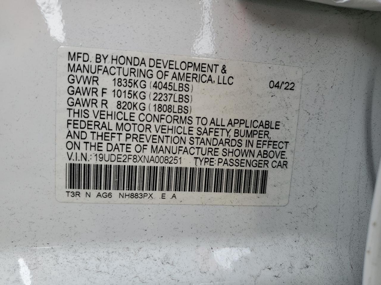 2022 ACURA ILX PREMIUM A-SPEC VIN:19UDE2F8XNA008251