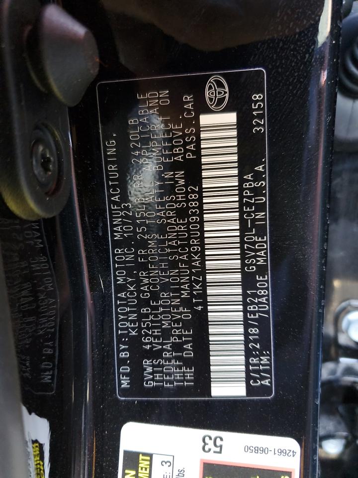 2024 TOYOTA CAMRY TRD VIN:4T1KZ1AK9RU093882