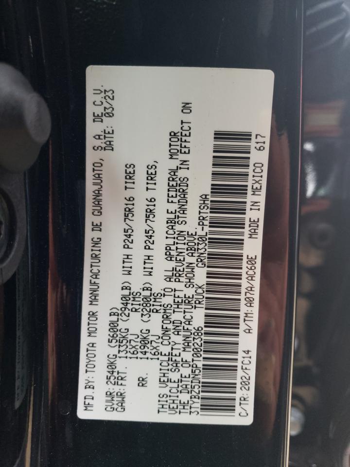 2023 TOYOTA TACOMA DOUBLE CAB VIN:3TYBZ5DN5PT002386