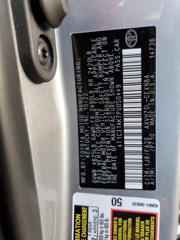 2023 TOYOTA CAMRY LE VIN:4T1C31AK7PU050449