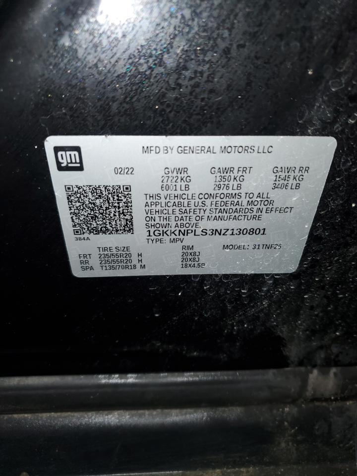 2022 GMC ACADIA DENALI VIN:1GKKNPLS3NZ130801