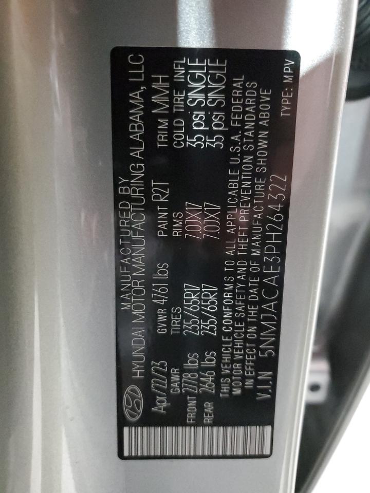 2023 HYUNDAI TUCSON SE VIN:5NMJACAE3PH264322