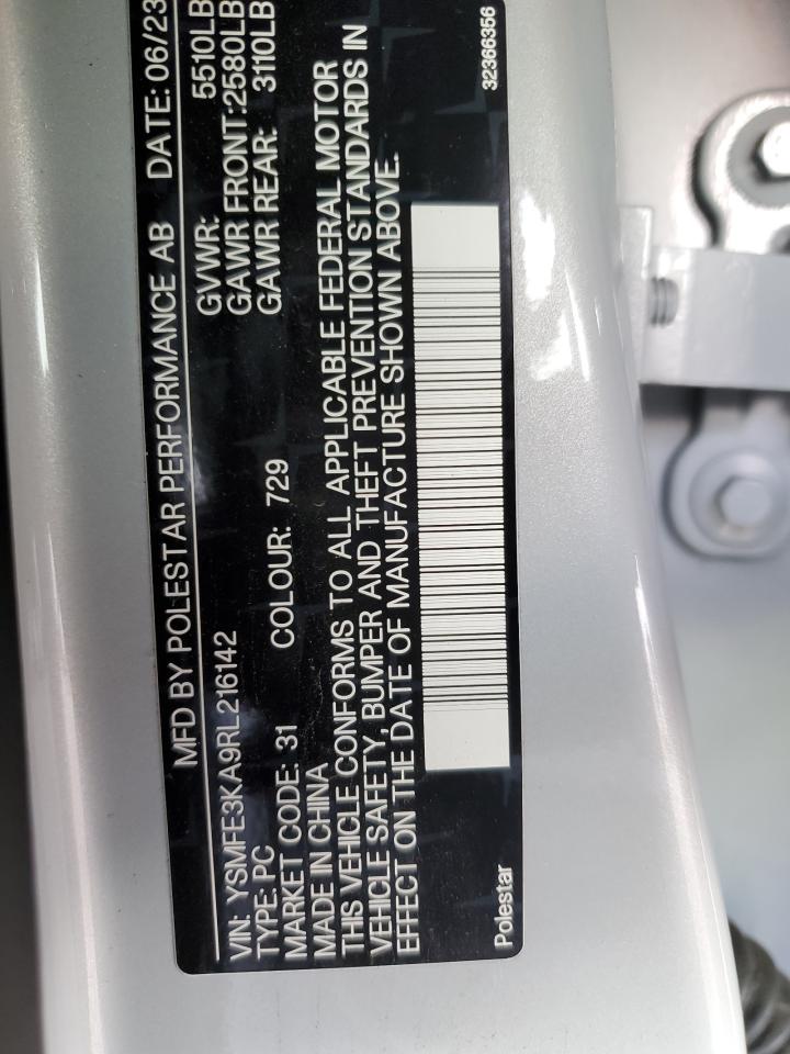 2024 POLESTAR 2 VIN:YSMFE3KA9RL216142