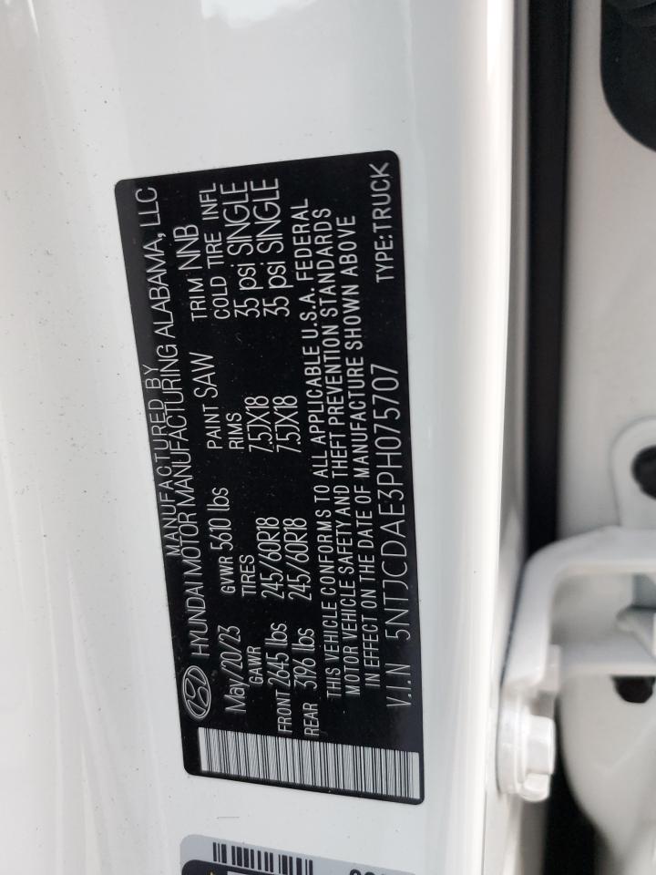 2023 HYUNDAI SANTA CRUZ SEL VIN:5NTJCDAE3PH075707