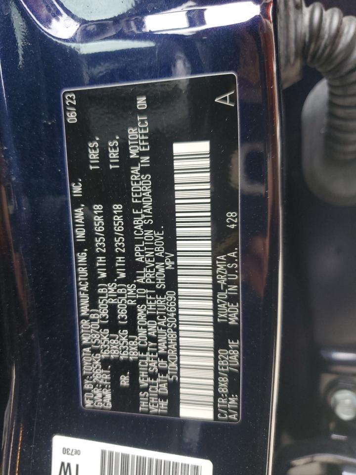 2023 TOYOTA HIGHLANDER L VIN:5TDKDRAH8PS046690