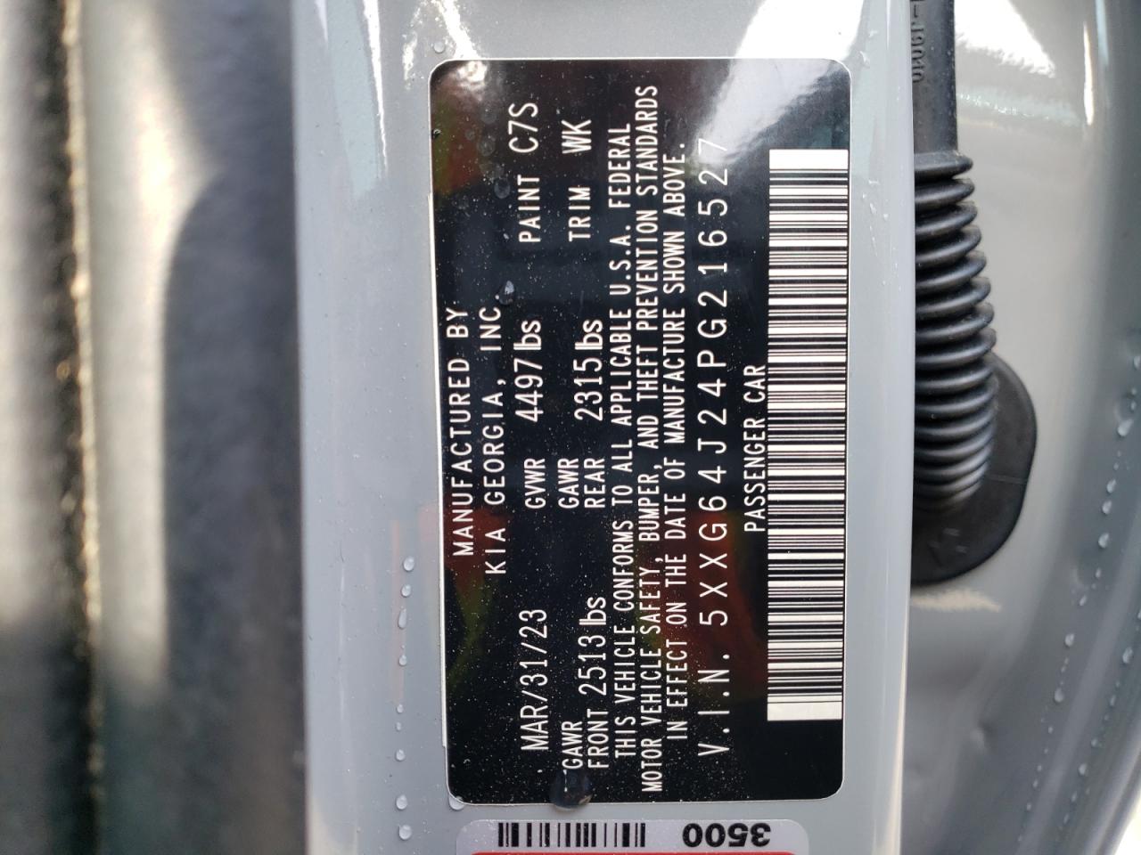 2023 KIA K5 GT LINE VIN:5XXG64J24PG216527