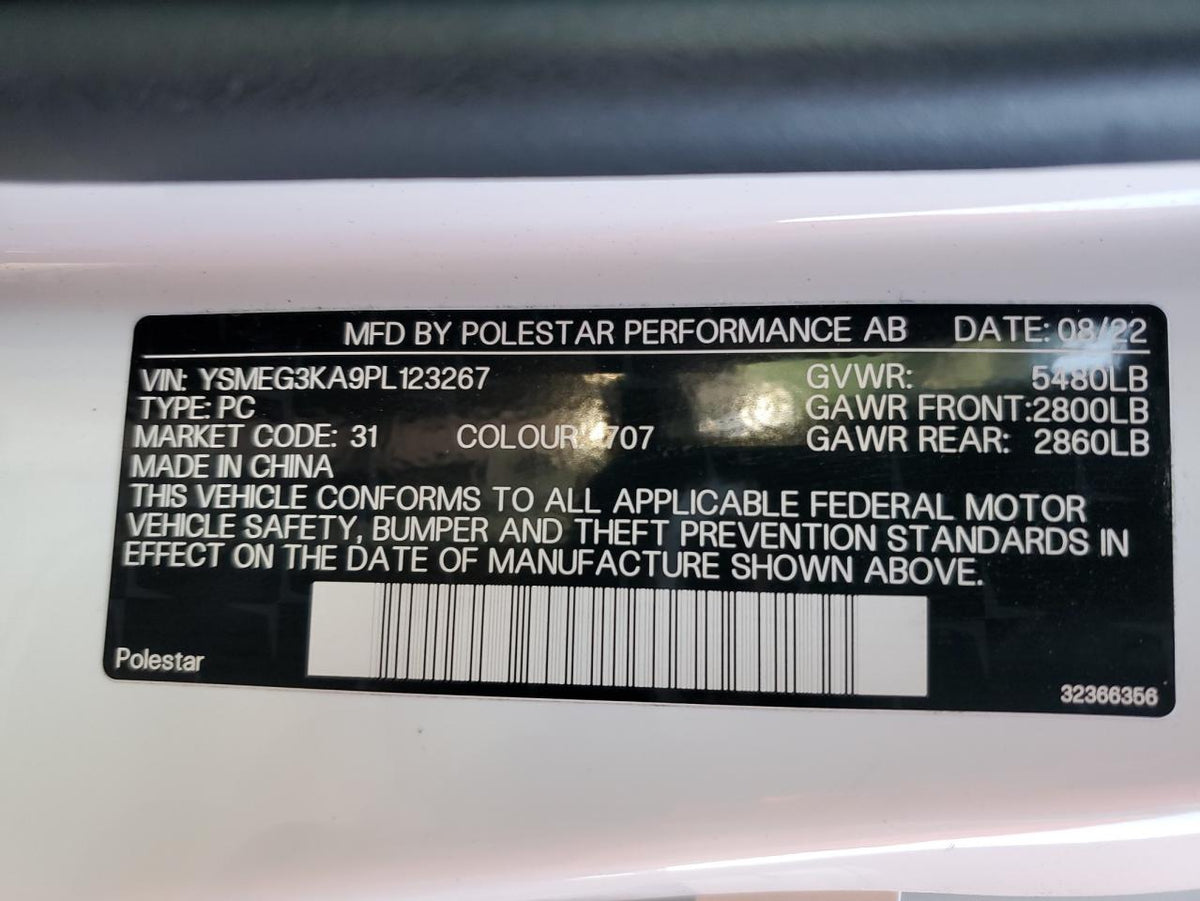 2023 POLESTAR 2 VIN:YSMEG3KA9PL123267