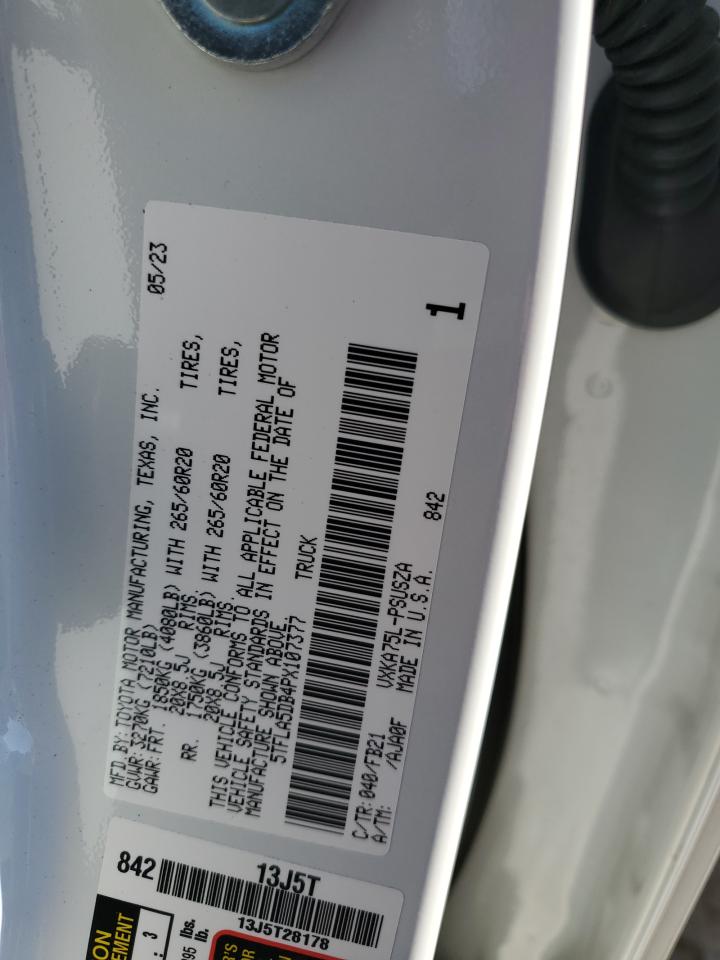 2023 TOYOTA TUNDRA CREWMAX SR VIN:5TFLA5DB4PX107377