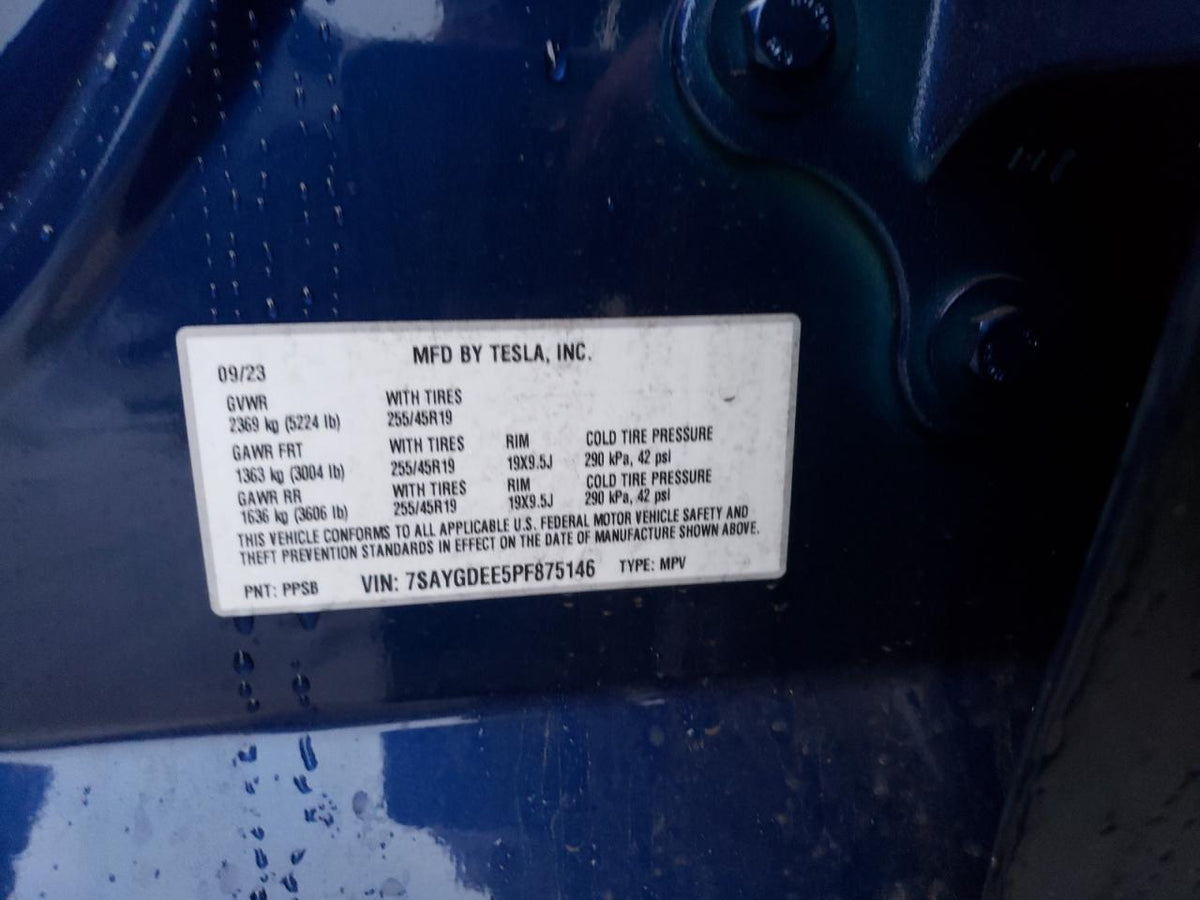 2023 TESLA MODEL Y VIN:7SAYGDEE5PF875146