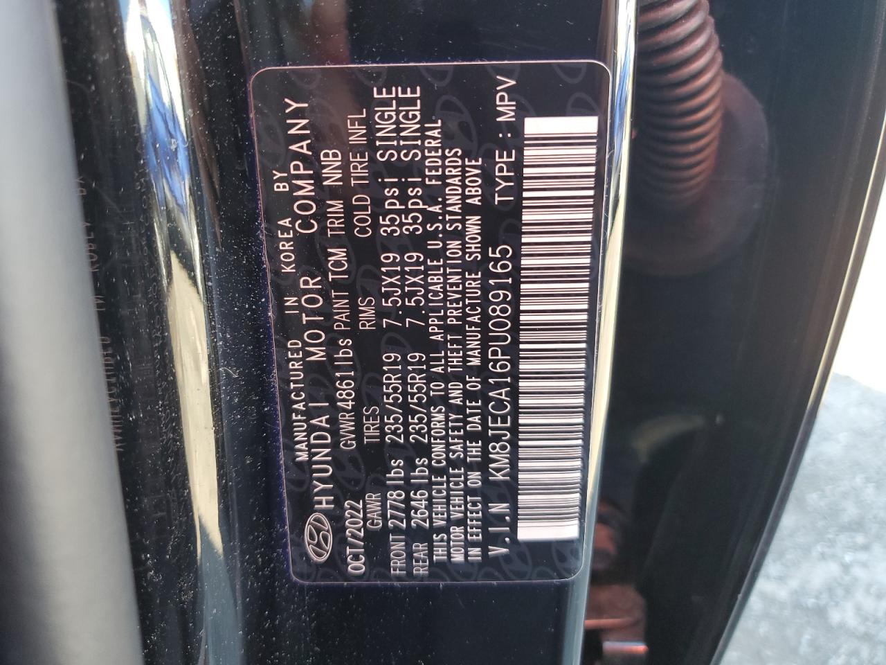 2023 HYUNDAI TUCSON LIMITED VIN:KM8JECA16PU089165