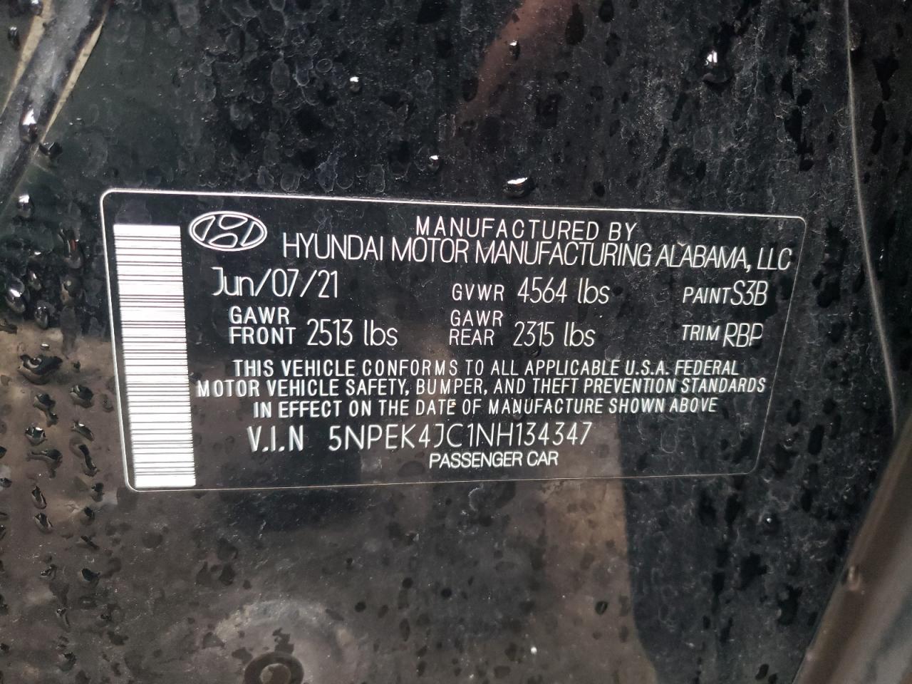 2022 HYUNDAI SONATA N LINE VIN:5NPEK4JC1NH134347
