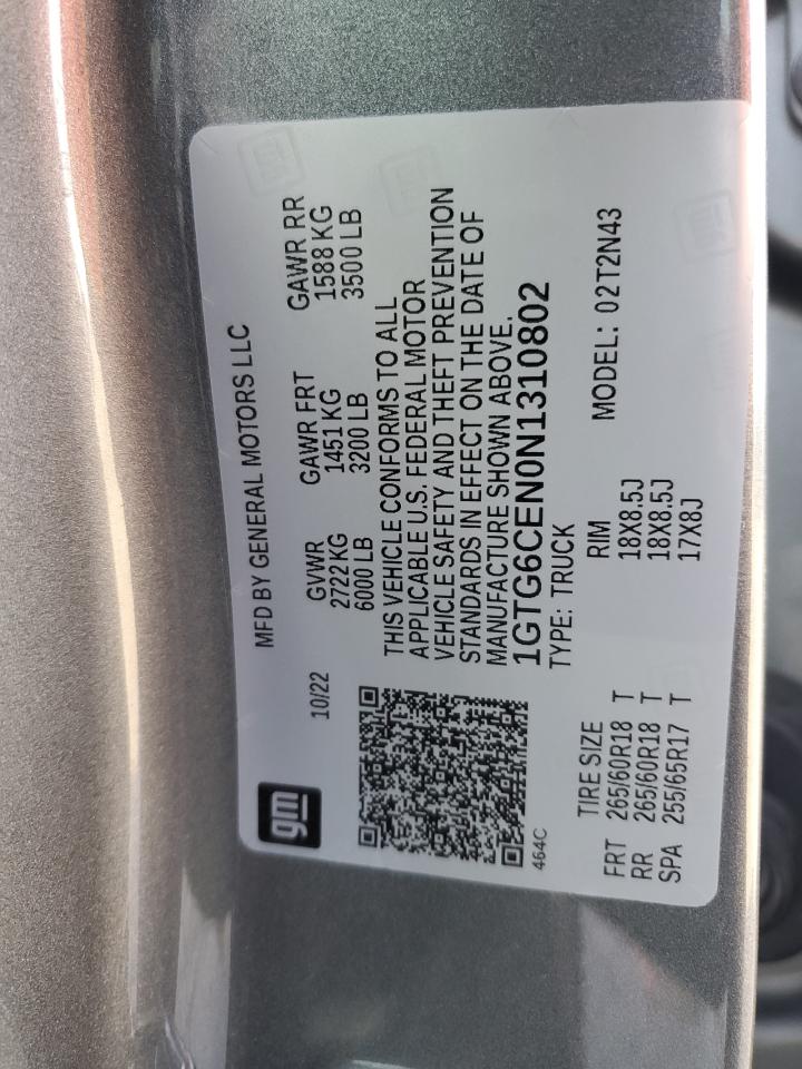 2022 GMC CANYON ELEVATION VIN:1GTG6CEN0N1310802