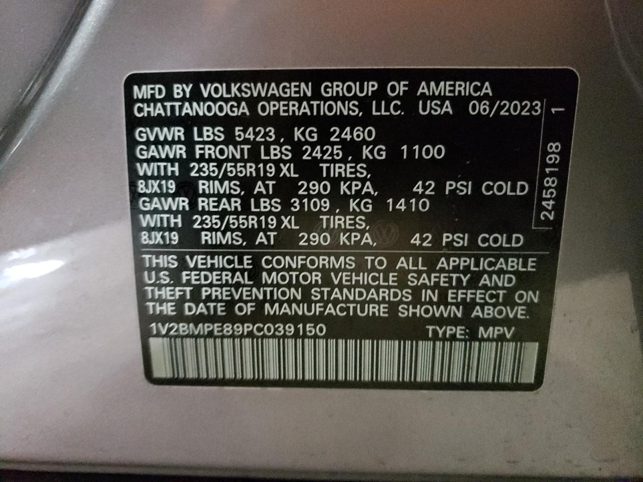 2023 VOLKSWAGEN ID.4 VIN:1V2BMPE89PC039150