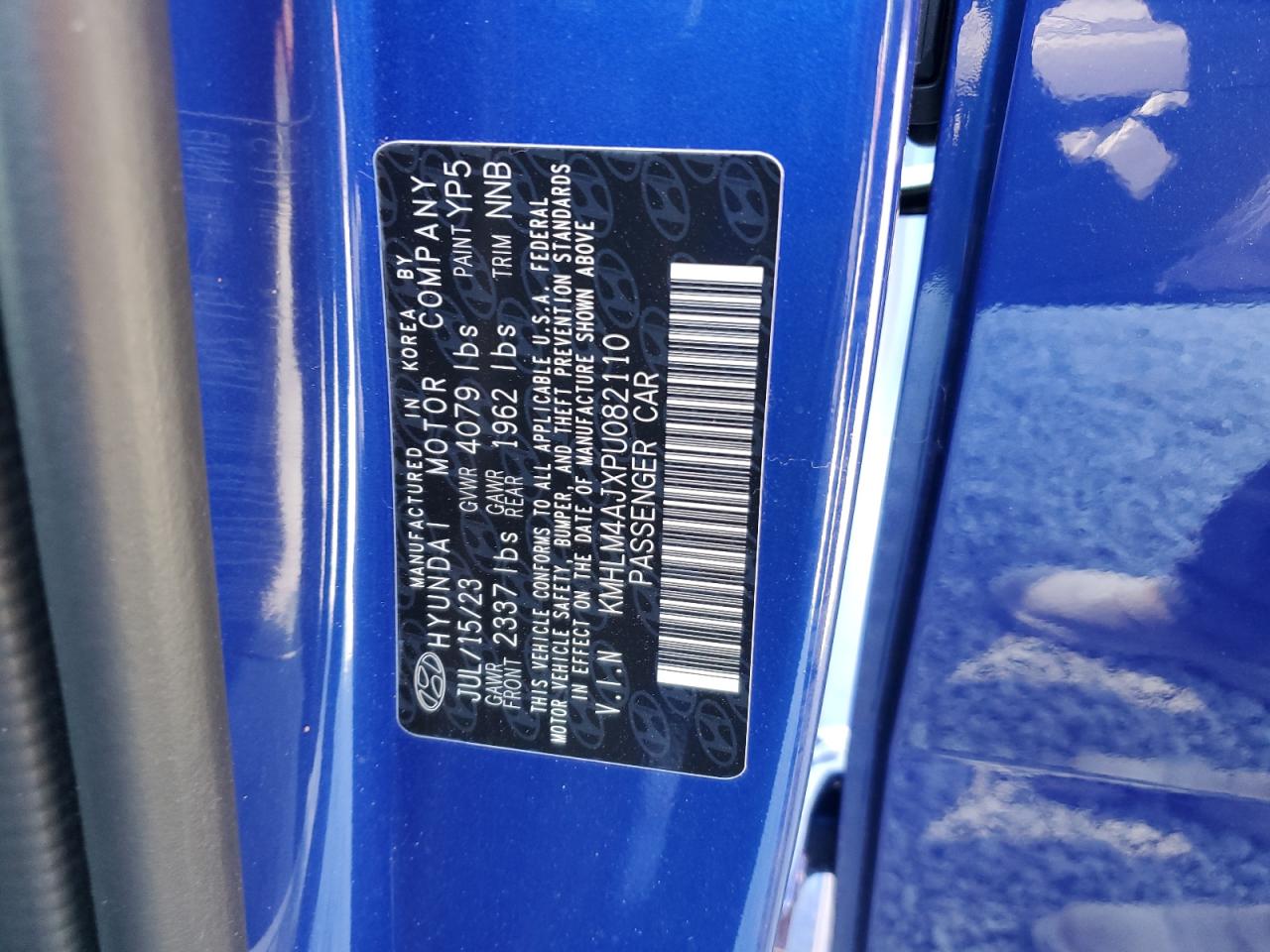 2023 HYUNDAI ELANTRA BLUE VIN:KMHLM4AJXPU082110