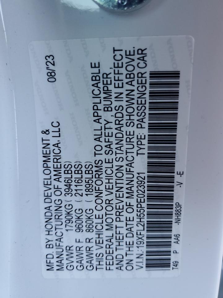 2023 HONDA CIVIC LX VIN:19XFL2H55PE023921