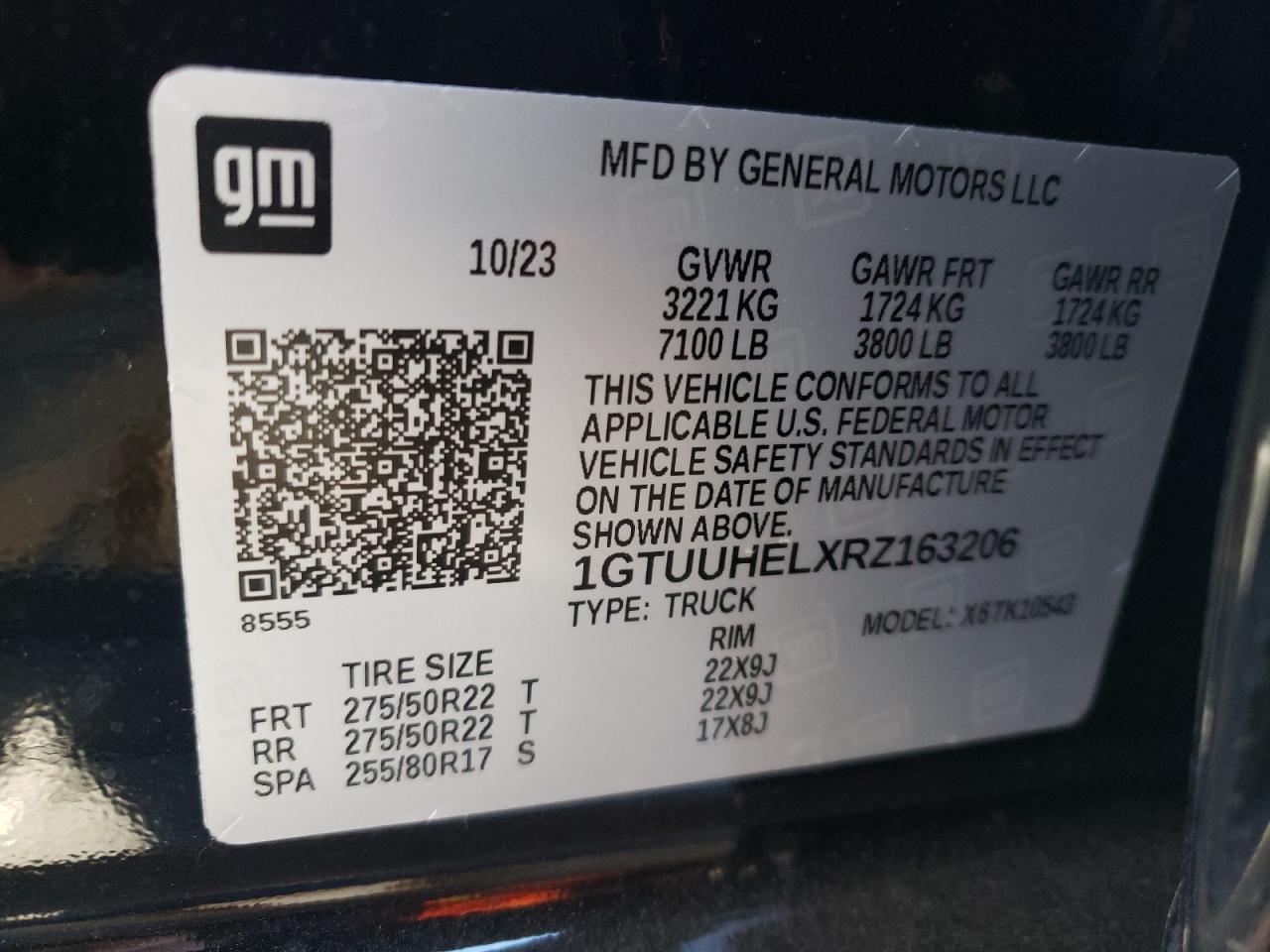 2024 GMC SIERRA K1500 DENALI ULTIMATE VIN:1GTUUHELXRZ163206