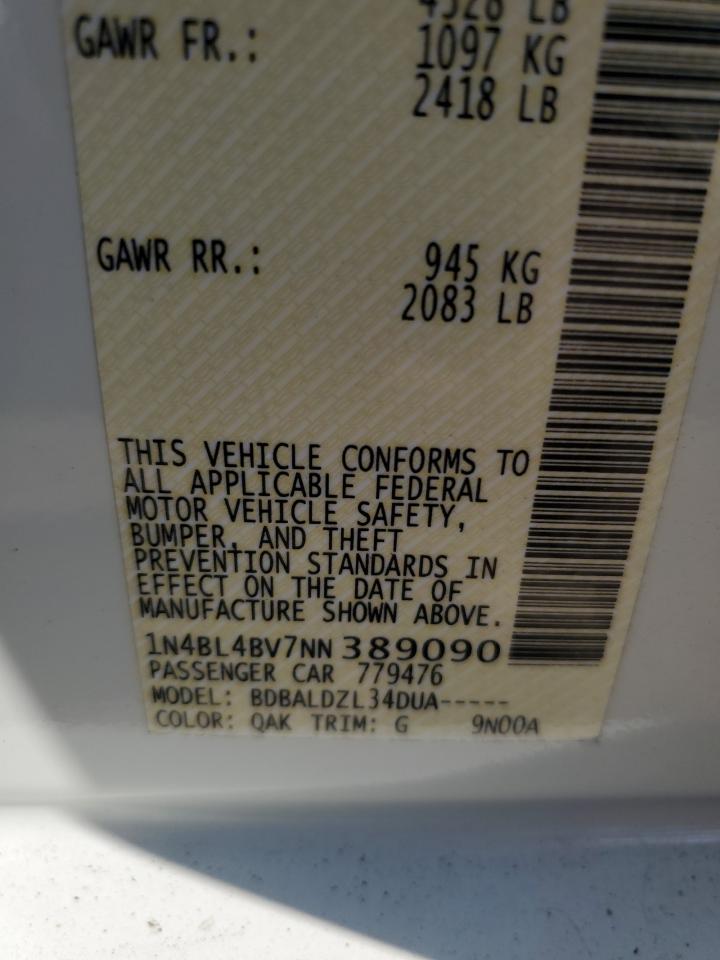 2022 NISSAN ALTIMA S VIN:1N4BL4BV7NN389090