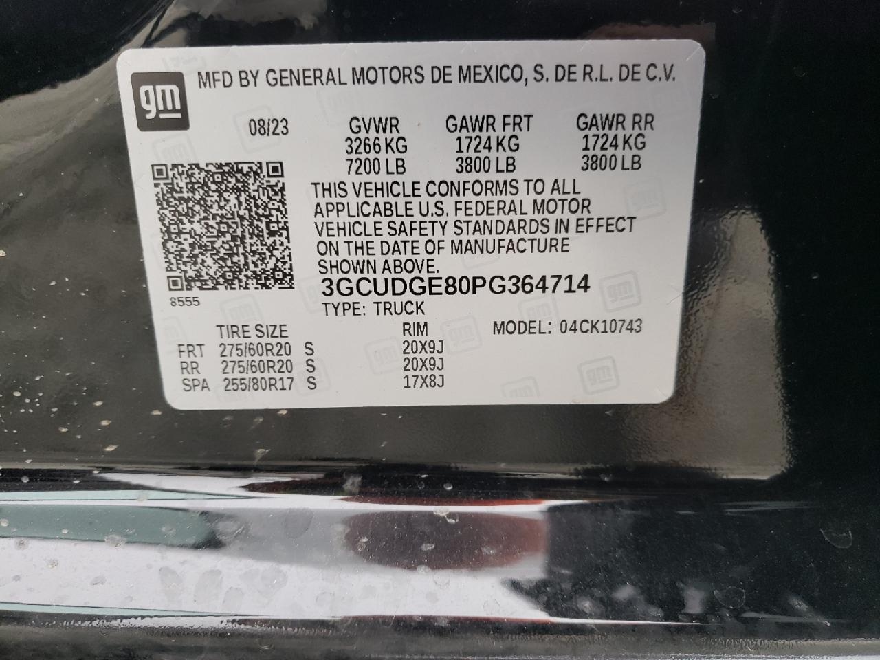 2023 CHEVROLET SILVERADO K1500 LTZ VIN:3GCUDGE80PG364714