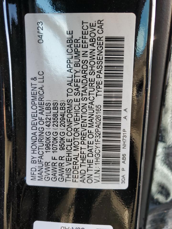 2023 HONDA ACCORD EX VIN:1HGCY1F32PA026165