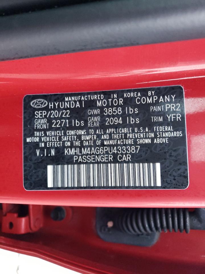 2023 HYUNDAI ELANTRA SEL VIN:KMHLM4AG6PU433387