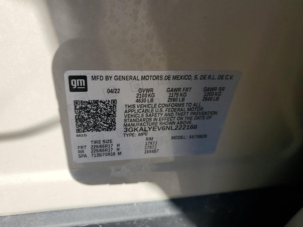2022 GMC TERRAIN AT4 VIN:3GKALYEV6NL222166