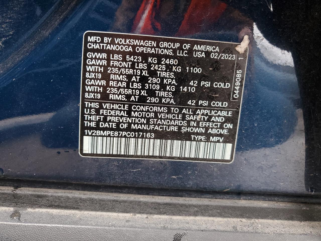 2023 VOLKSWAGEN ID.4 VIN:1V2BMPE87PC017163