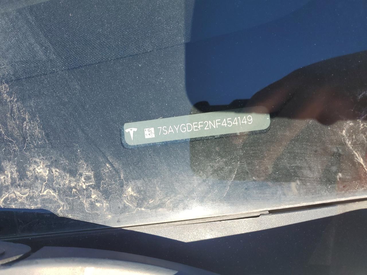 2022 TESLA MODEL Y VIN:7SAYGDEF2NF454149
