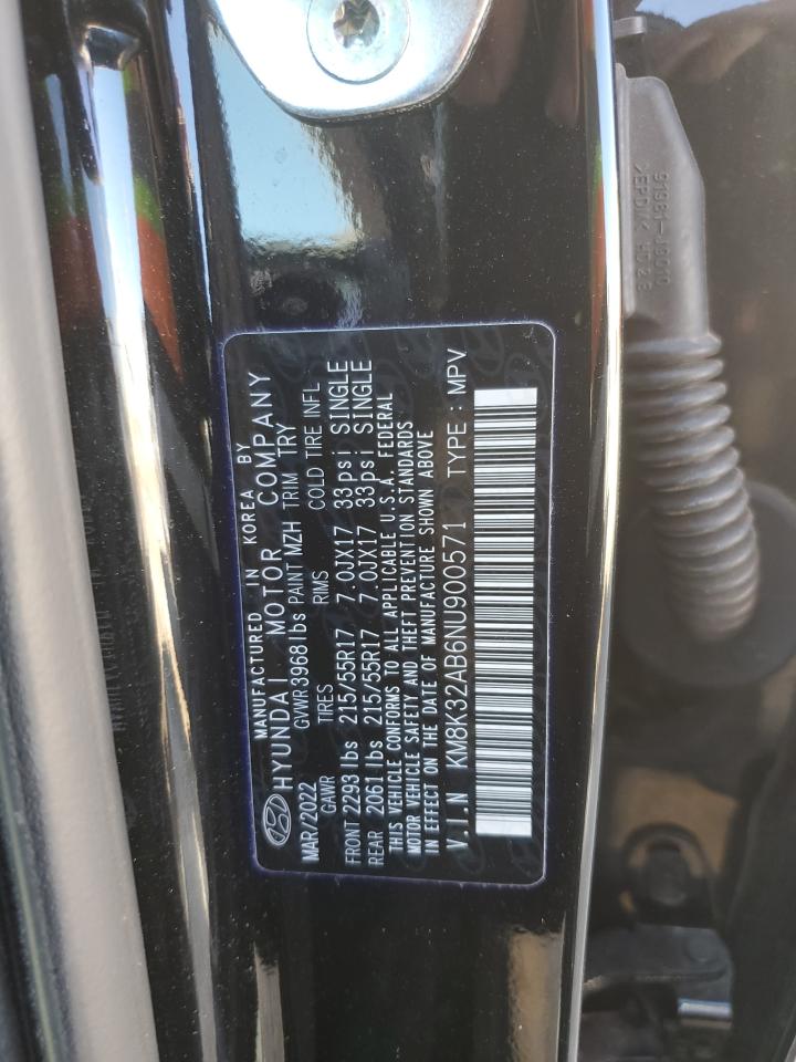 2022 HYUNDAI KONA SEL VIN:KM8K32AB6NU900571