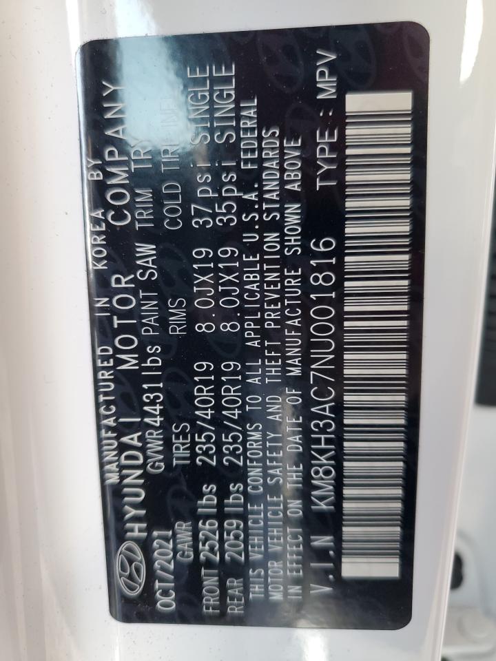 2022 HYUNDAI KONA N BASE VIN:KM8KH3AC7NU001816