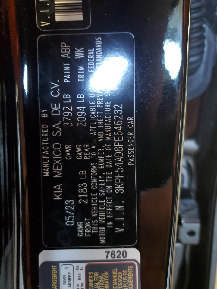 2023 KIA FORTE GT LINE VIN:3KPF54AD8PE646232