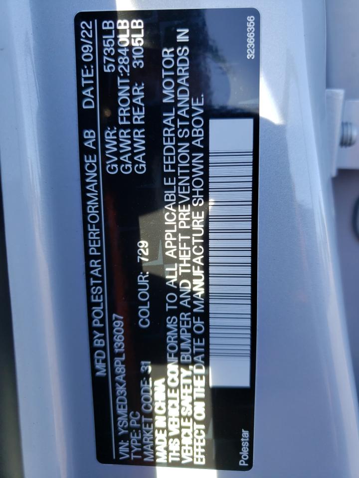 2023 POLESTAR 2 VIN:YSMED3KA8PL136097