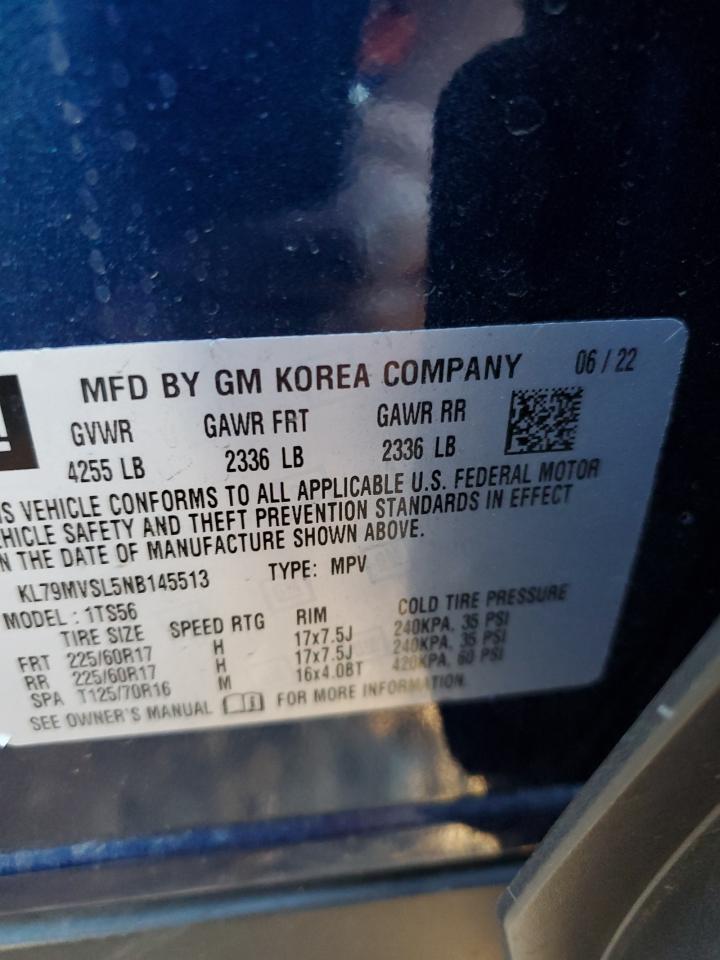 2022 CHEVROLET TRAILBLAZER ACTIV VIN:KL79MVSL5NB145513