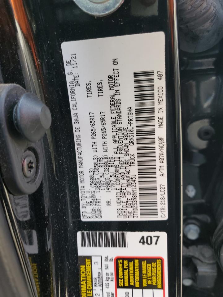 2022 TOYOTA TACOMA DOUBLE CAB VIN:3TMDZ5BN8NM123451